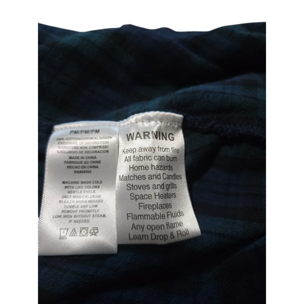 Lanz of Salzburg Green Blue Plaid Flannel Nightgown Maxi Lace Trim PM - Picture 7 of 13
